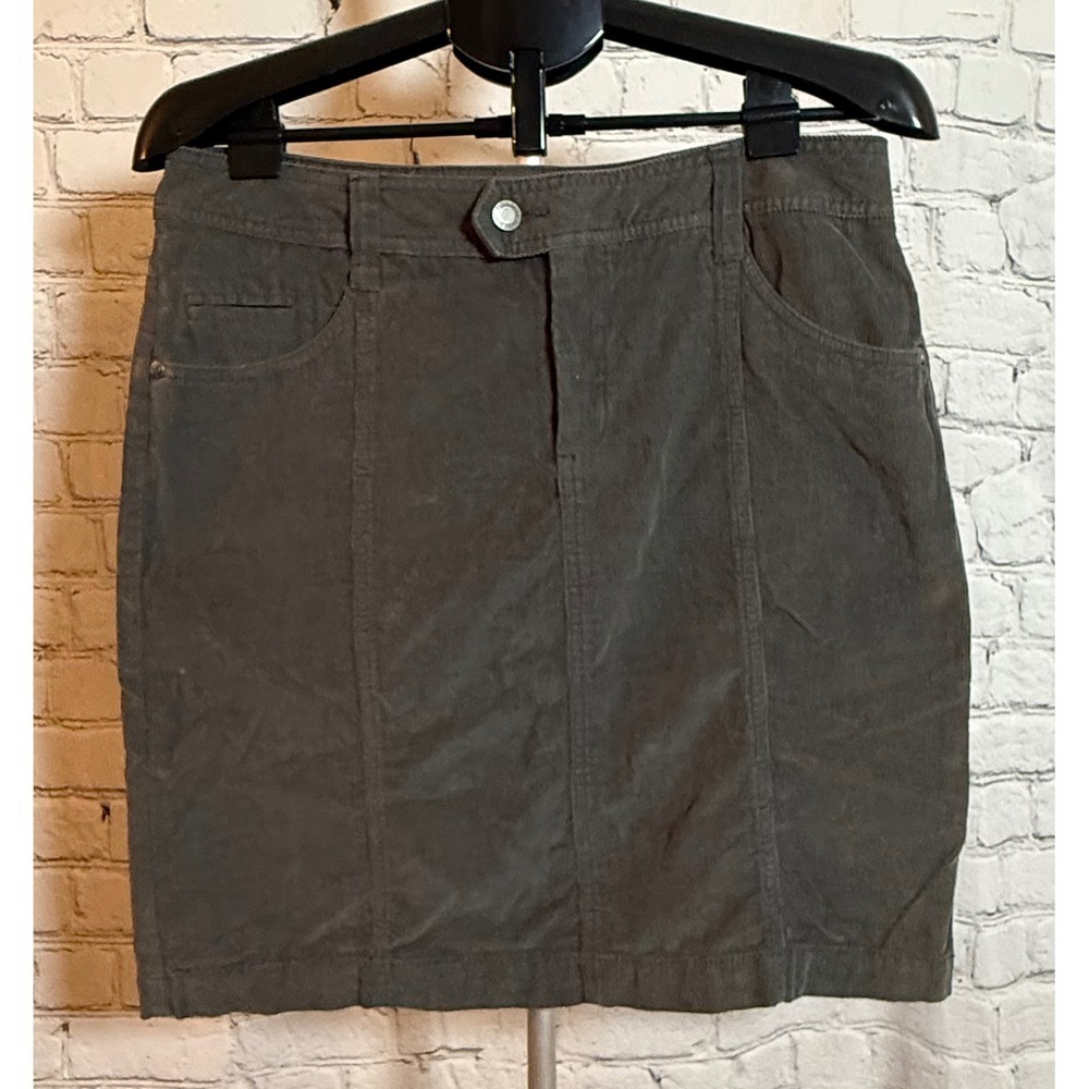 Faded Glory Womens Corduroy Mini Skirt Dark Olive Gray Cotton Size 12